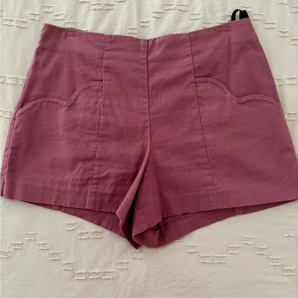 Topshop High-Waisted Pink Cotton Mauve Shorts  – Size 4